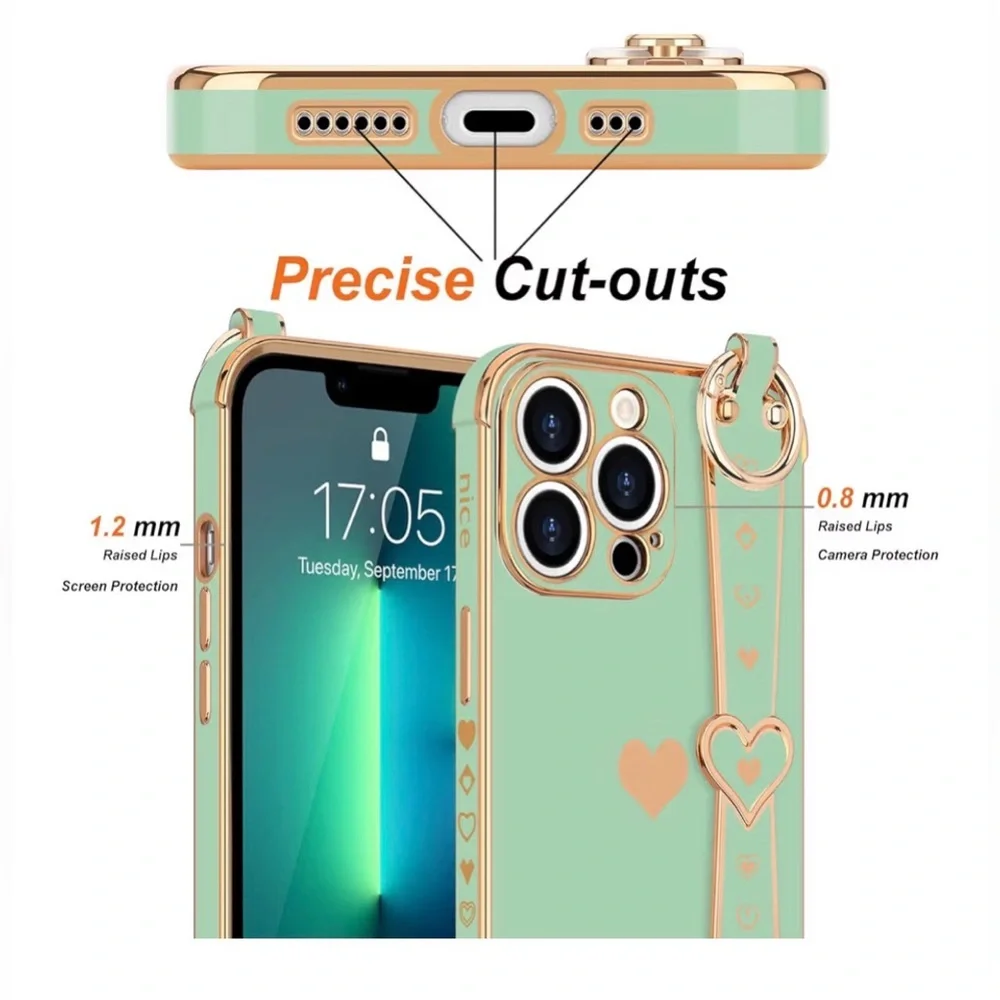 iPhone 13 Pro SET OF 2 Pastel Floral and Heart Design Phone Case